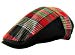Mens Wool Tartan Tweed Check Houndstooth Flat Cap Golf Baker Boy in Black and Red