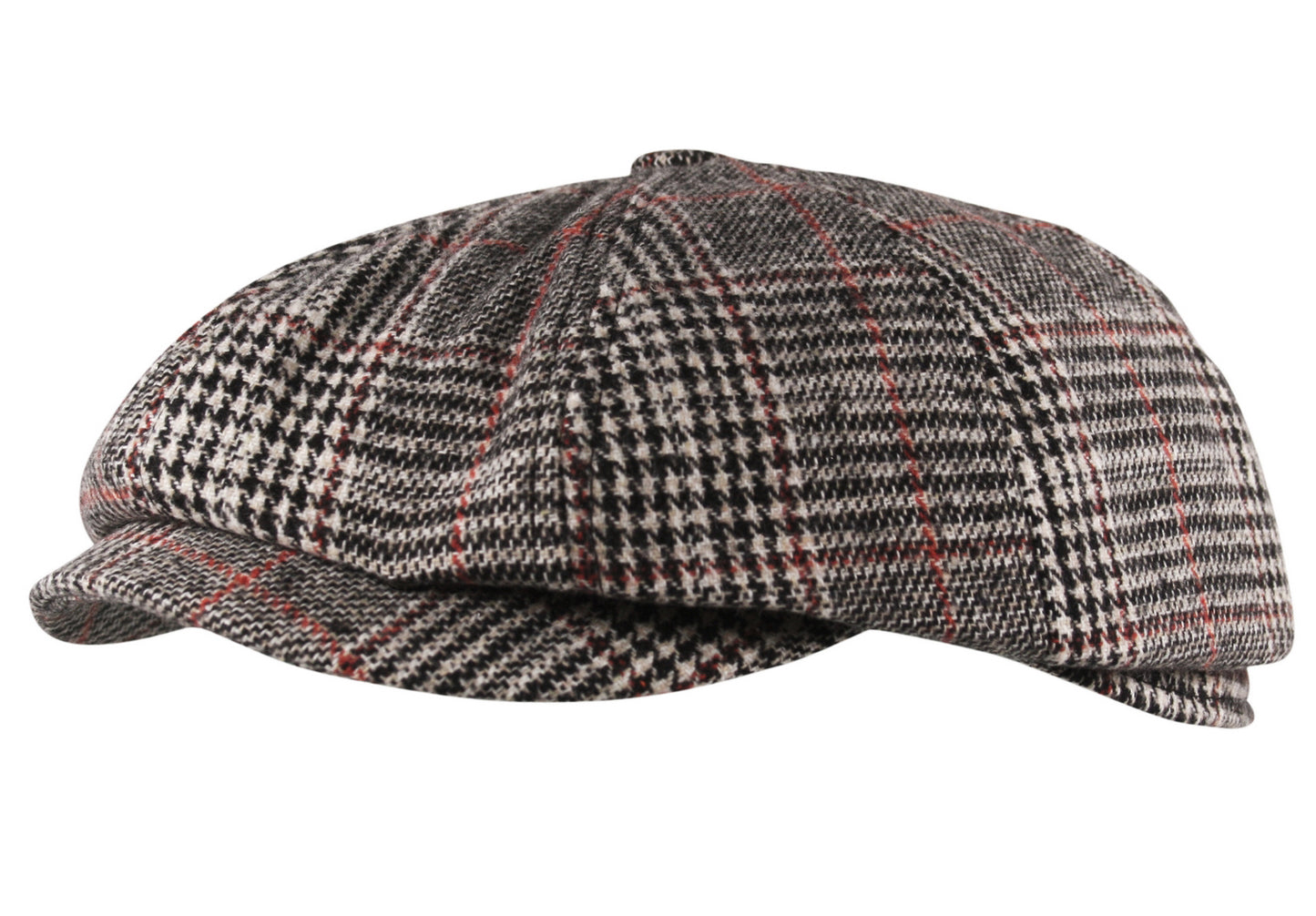 Luxury 8 Panel Newsboy Tweed Flat Cap in Beige