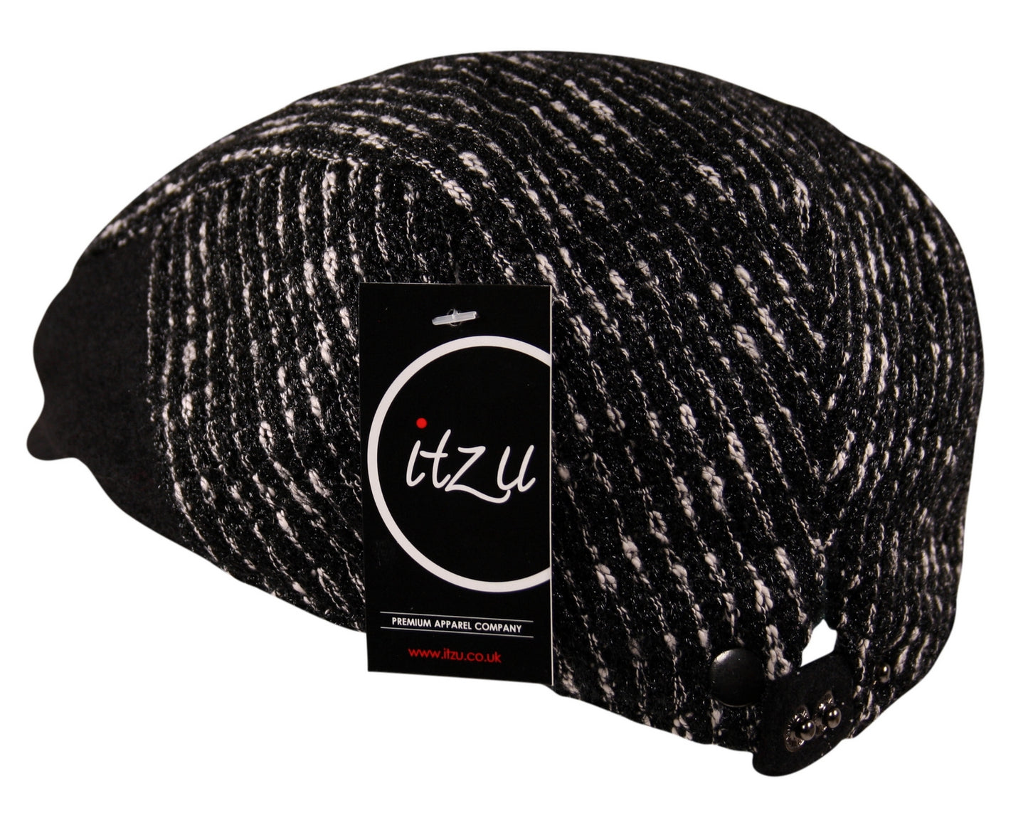 Wool Striped Flat Cap Hat in Black