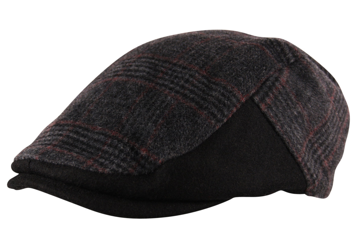 Brushed Wool Flannel Tweed Flat Cap in Charcoal