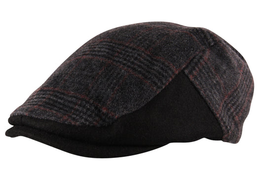 Brushed Wool Flannel Tweed Flat Cap in Charcoal
