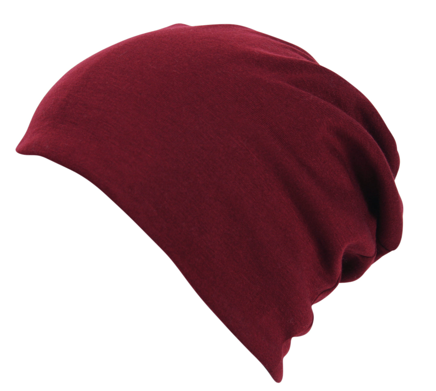 Unisex Jersey Oversized Slouch Beanie Hat Plain Burgundy