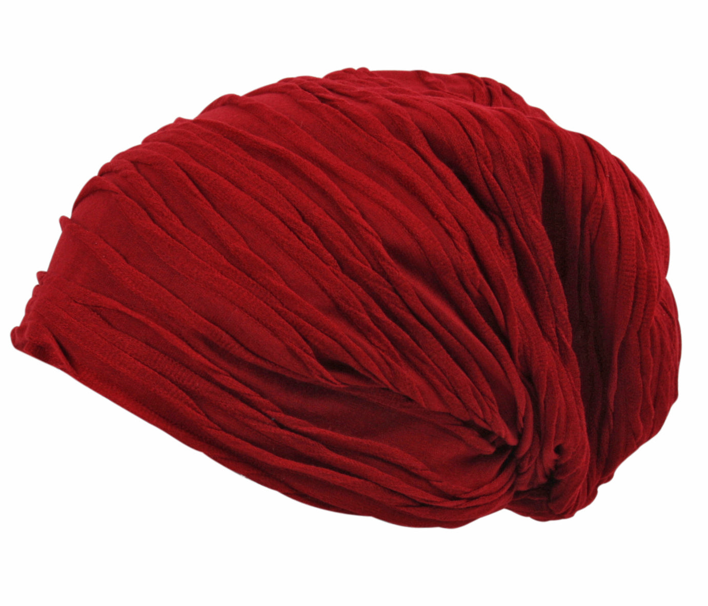 Unisex Soft Jersey Oversized Slouch Beanie Hat Textured Burgundy Wave