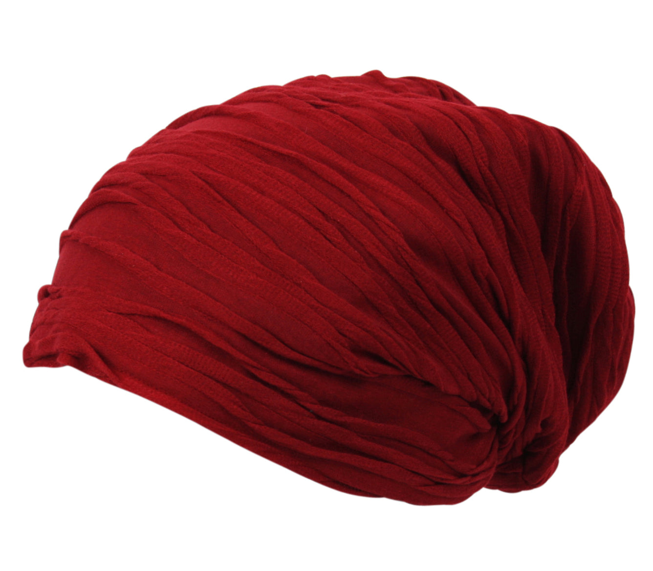 Unisex Soft Jersey Oversized Slouch Beanie Hat Textured Burgundy Wave