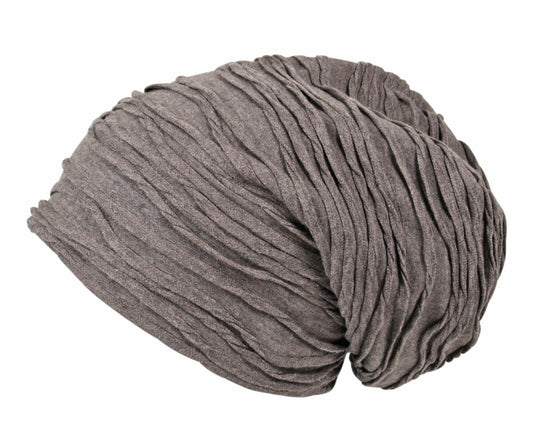 Unisex Jersey Oversized Slouch Beanie Hat Textured Grey Wave