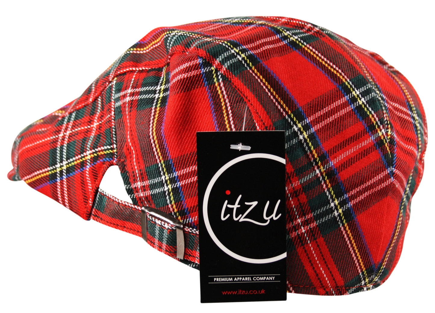Scottish Tartan Check Flat Cap Hat in Red