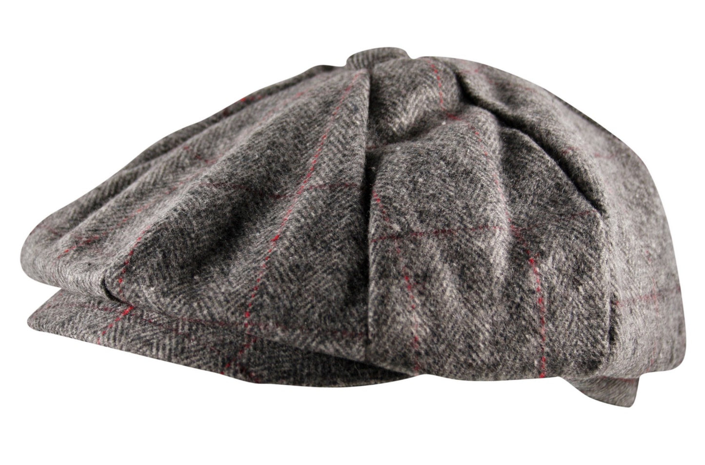8 Panel Cheviot Tweed Flat Cap in Light Grey