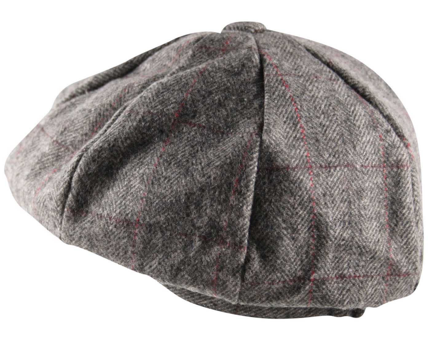 8 Panel Cheviot Tweed Flat Cap in Light Grey