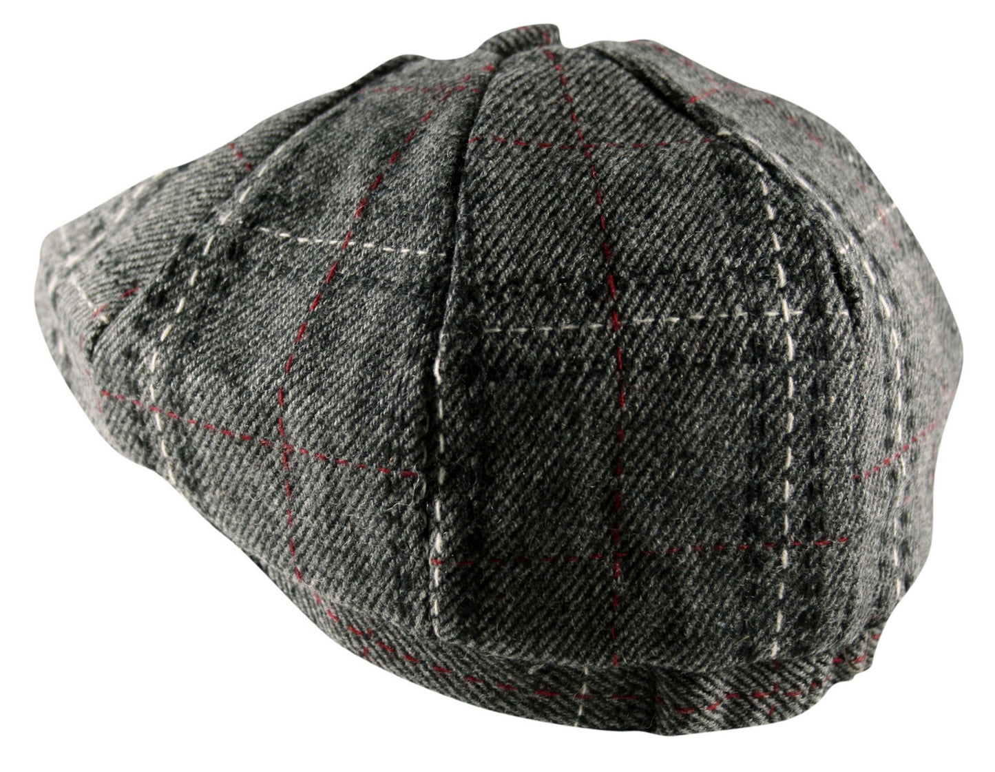 8 Panel Cheviot Tweed Flat Cap in Medium Grey