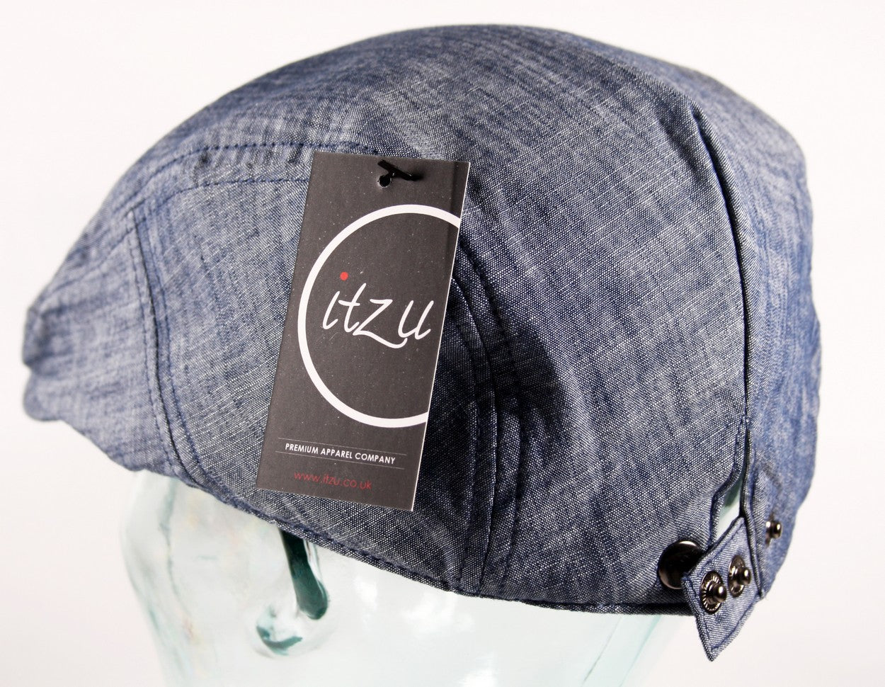 Chambray Cotton Denim Flat Cap in Blue
