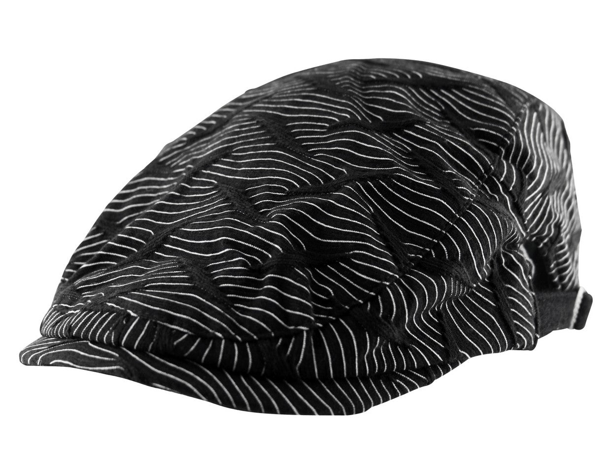 Wool Criss Cross Flat Cap in Black