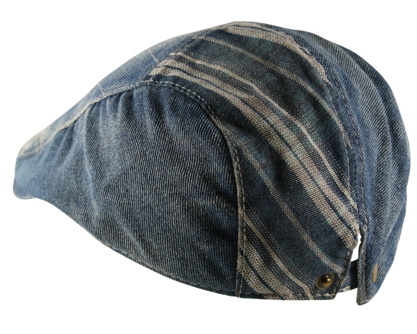 Tweed Diamond Cotton Flat Cap Hat in Washed Denim