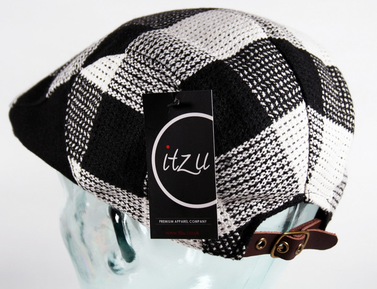 Wool Lumberjack Check Flat Cap in Black White