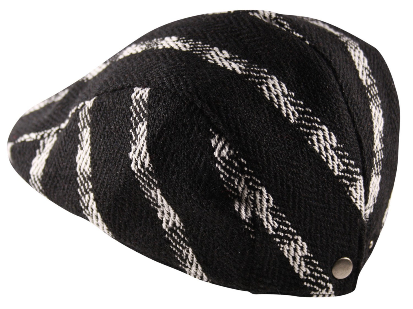 Patch Lines Flat Cap in Black White