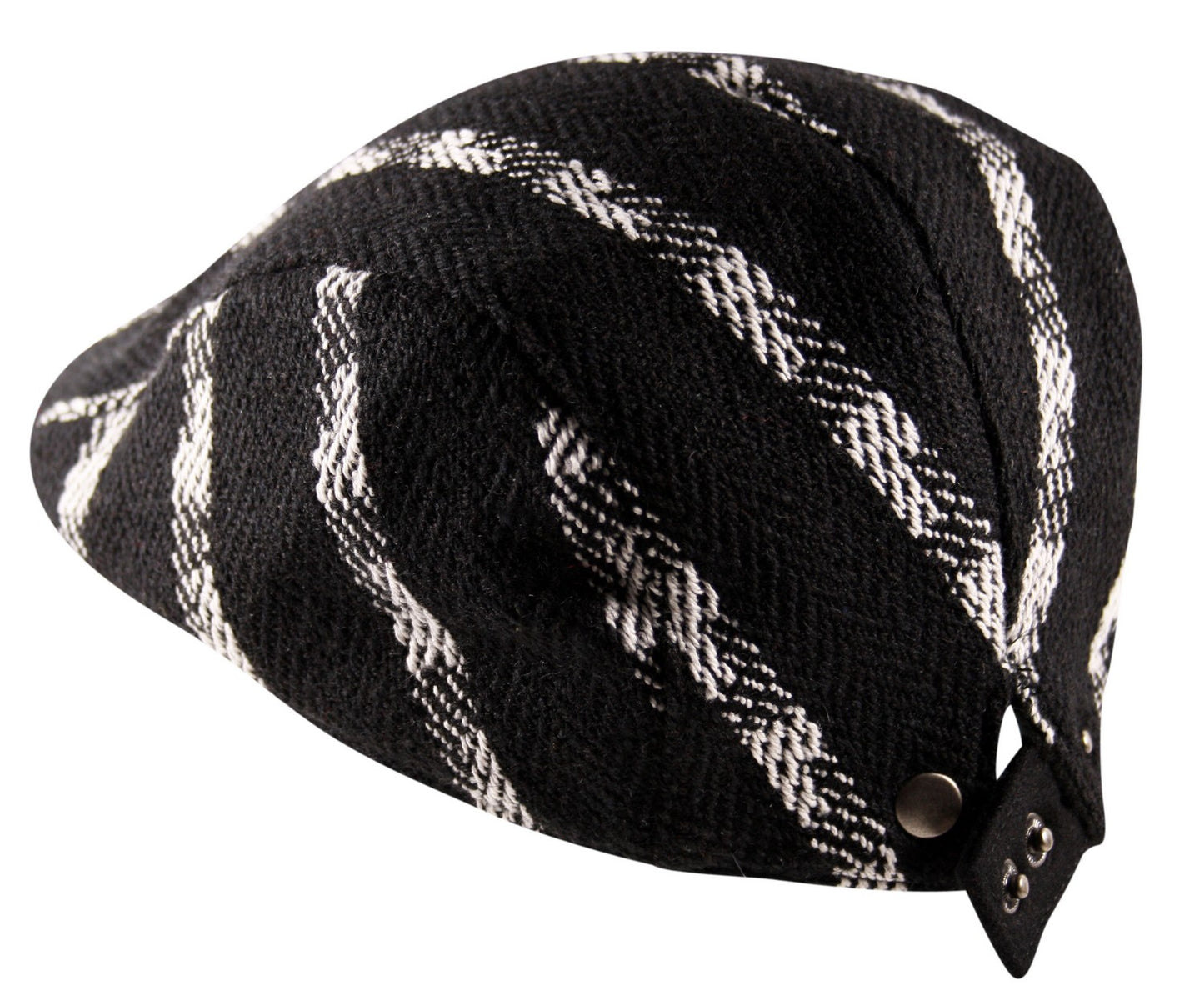 Patch Lines Flat Cap in Black White