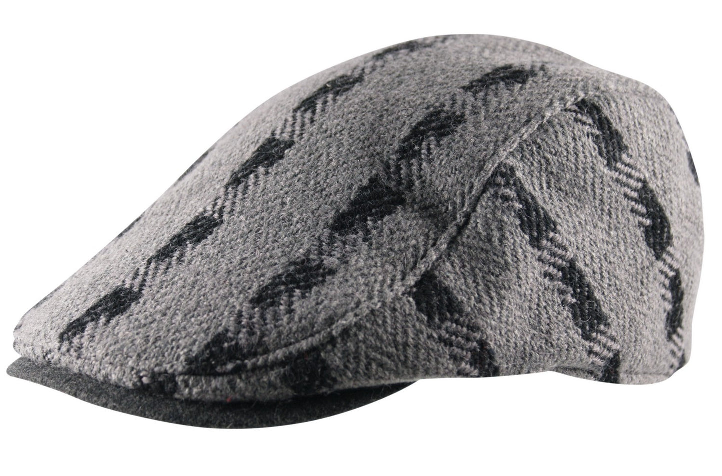 Patch Lines Flat Cap in Grey Black