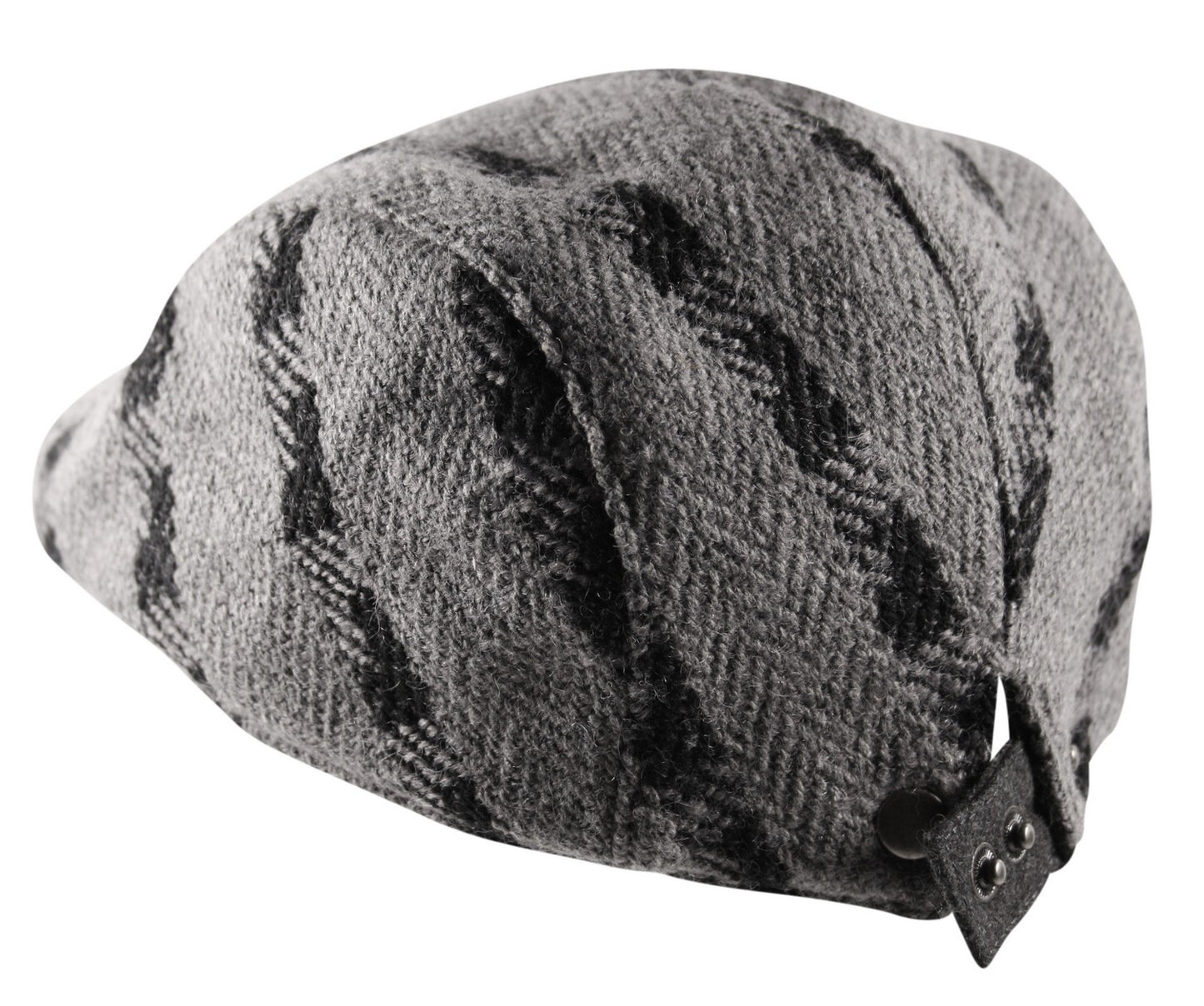 Patch Lines Flat Cap in Grey Black