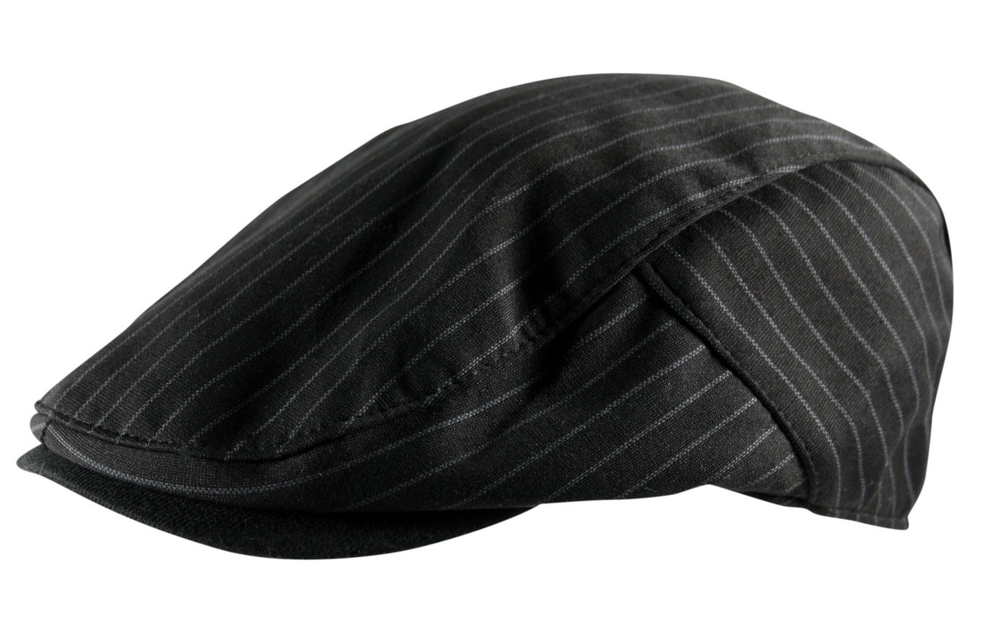 Pinstripe Flat Cap Hat in Black