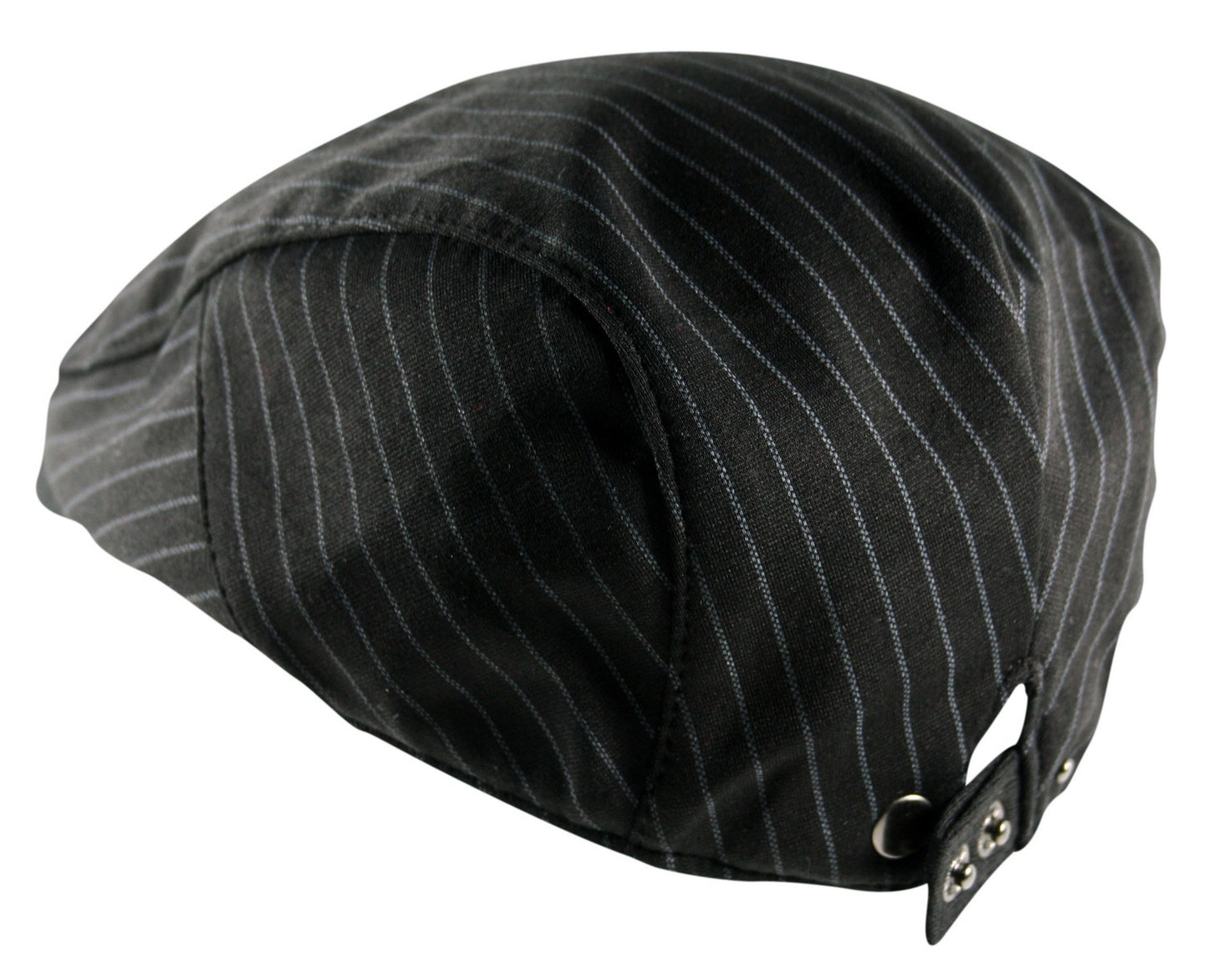 Pinstripe Flat Cap Hat in Black