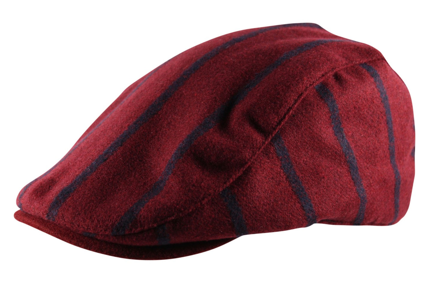 Solid Lines Stripe Flat Cap in Burgundy & Navy