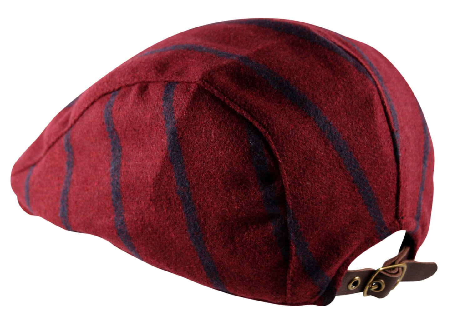 Solid Lines Stripe Flat Cap in Burgundy & Navy