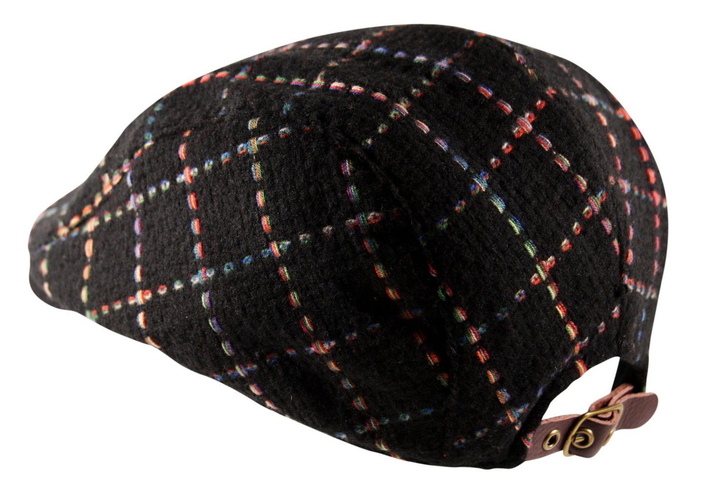 Stitch Check Flat Cap in Black