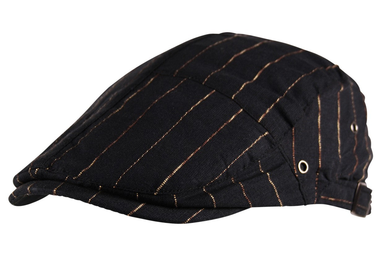 Stitch Stripe Flat Cap in Black