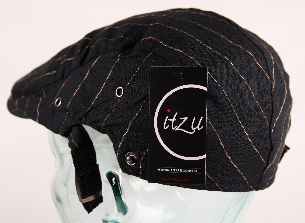 Stitch Stripe Flat Cap in Black