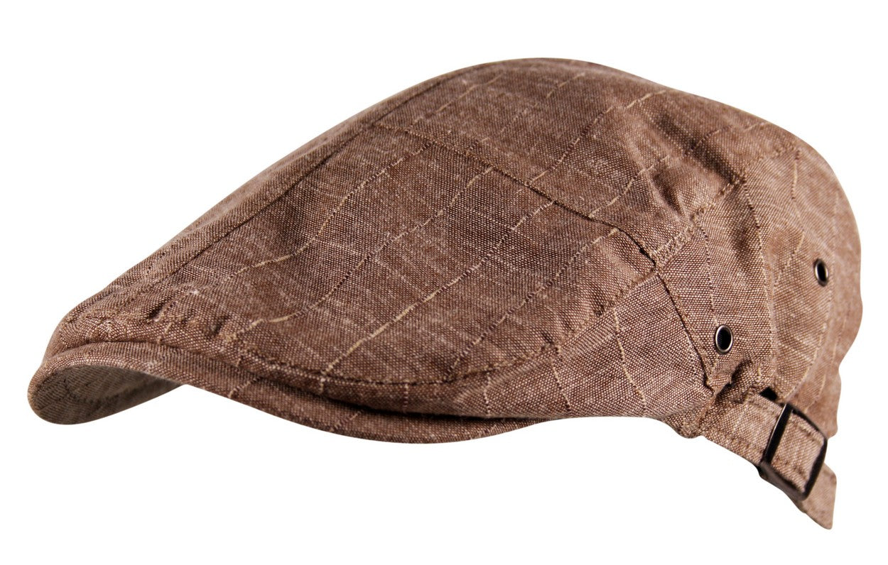 Stitch Stripe Flat Cap in Coffee Brown