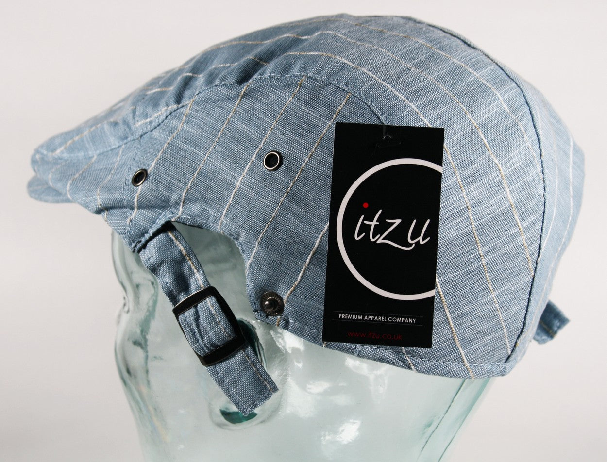 Stitch Stripe Flat Cap in Sky Blue