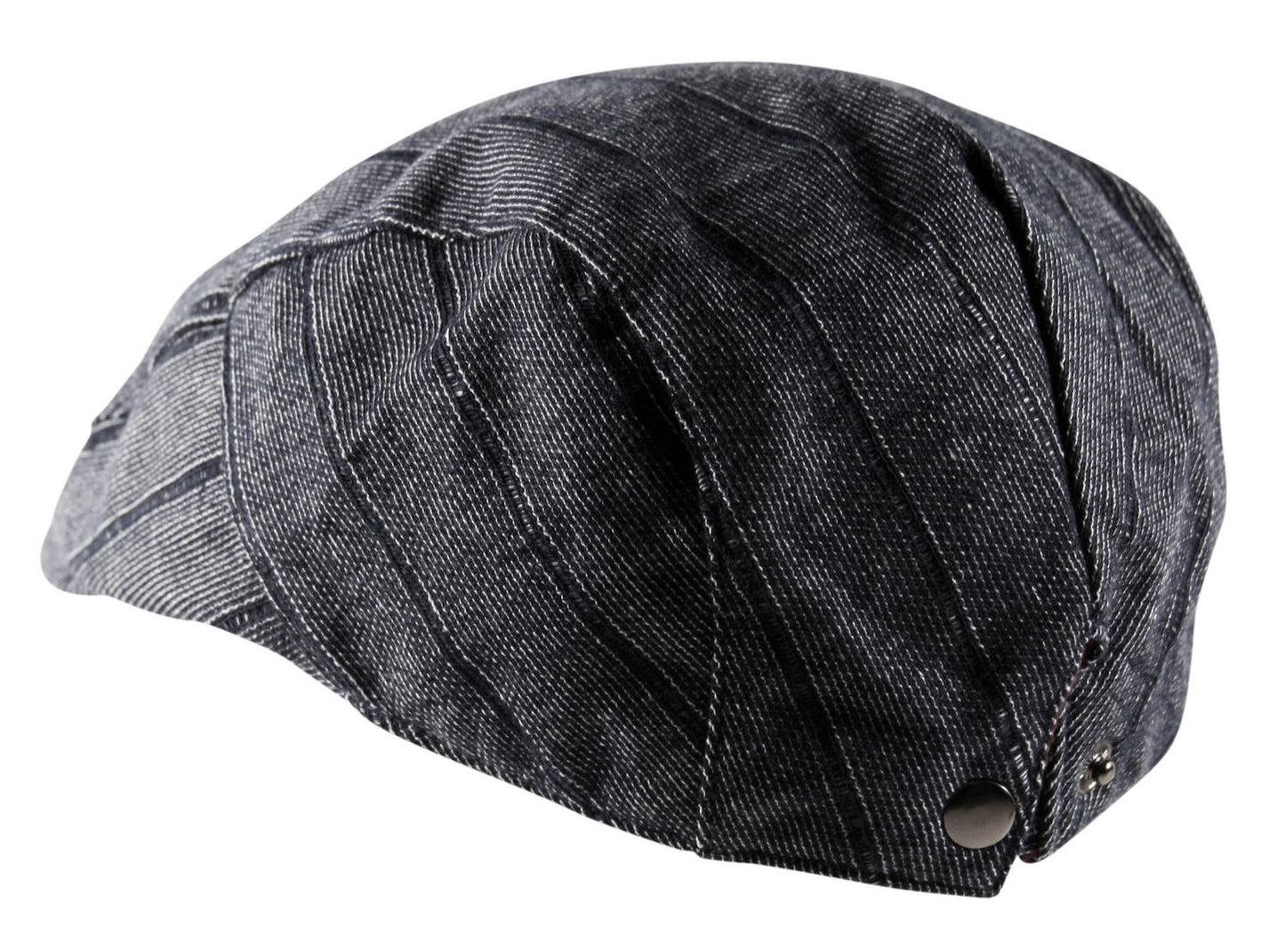Striped Flat Cap in Denim Blue