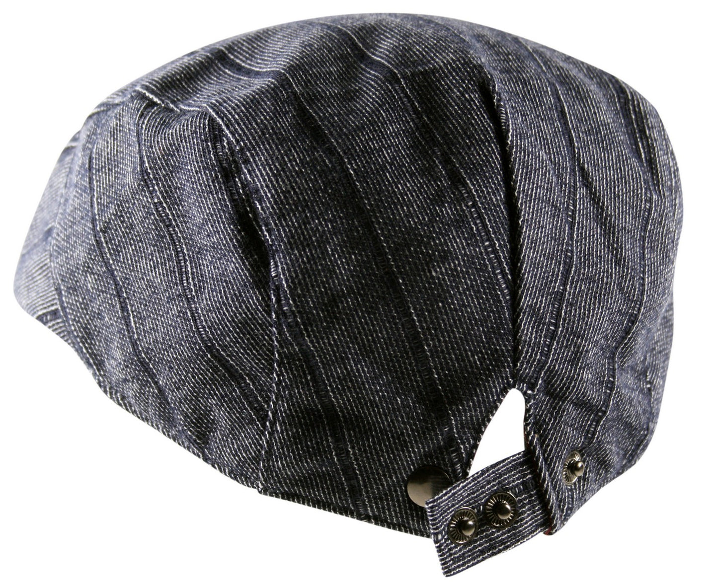 Striped Flat Cap in Denim Blue