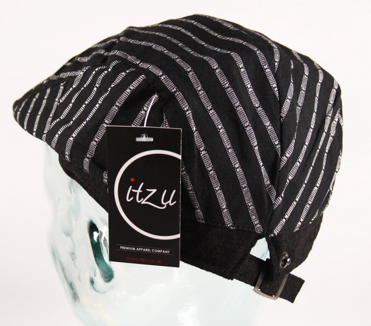 Pinstripe Flat Cap in Black