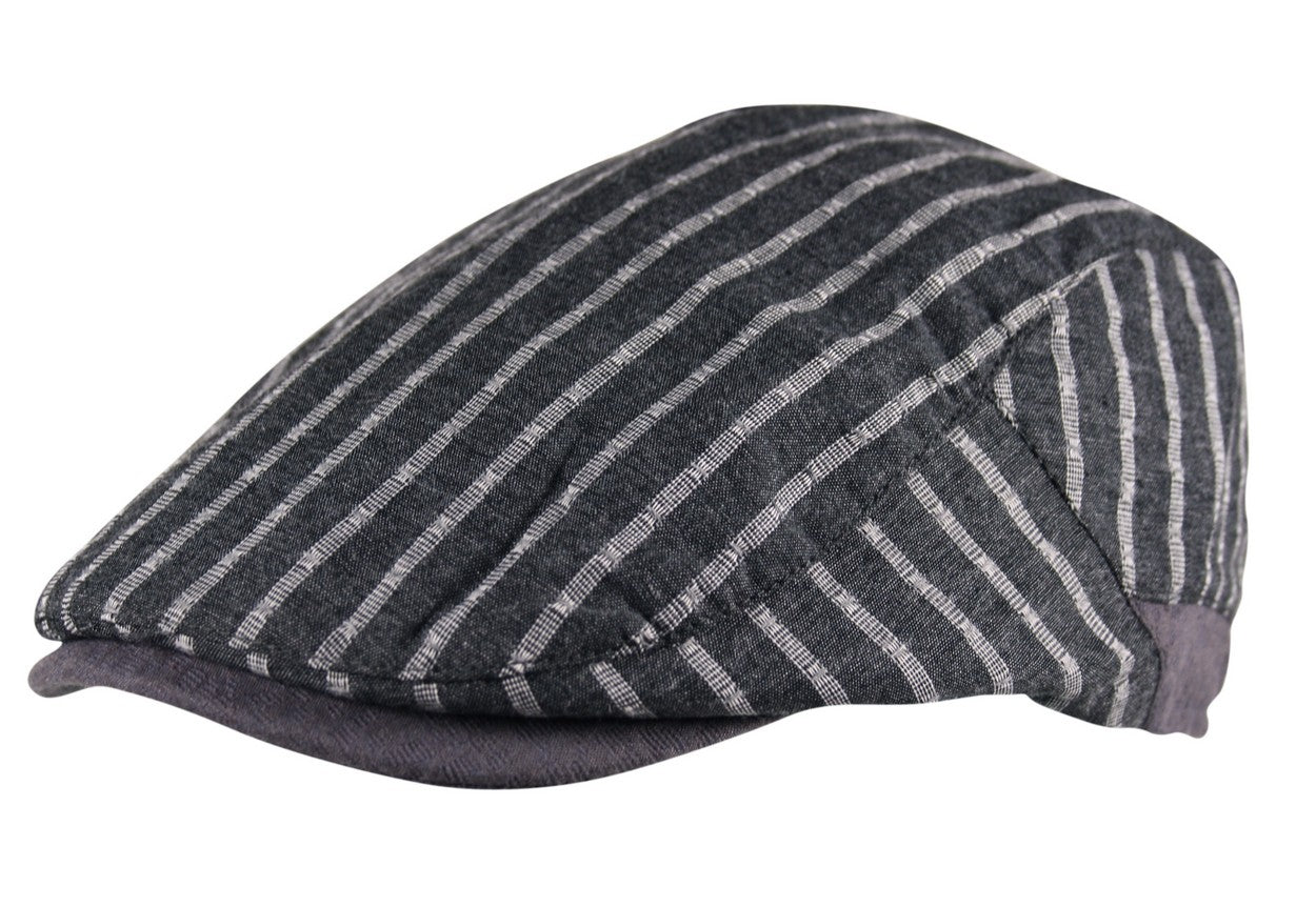 Pinstripe Flat Cap in Grey