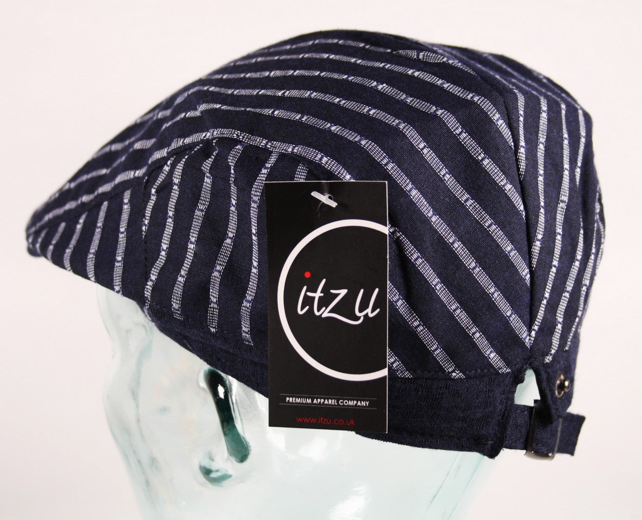 Pinstripe Flat Cap in Navy Blue