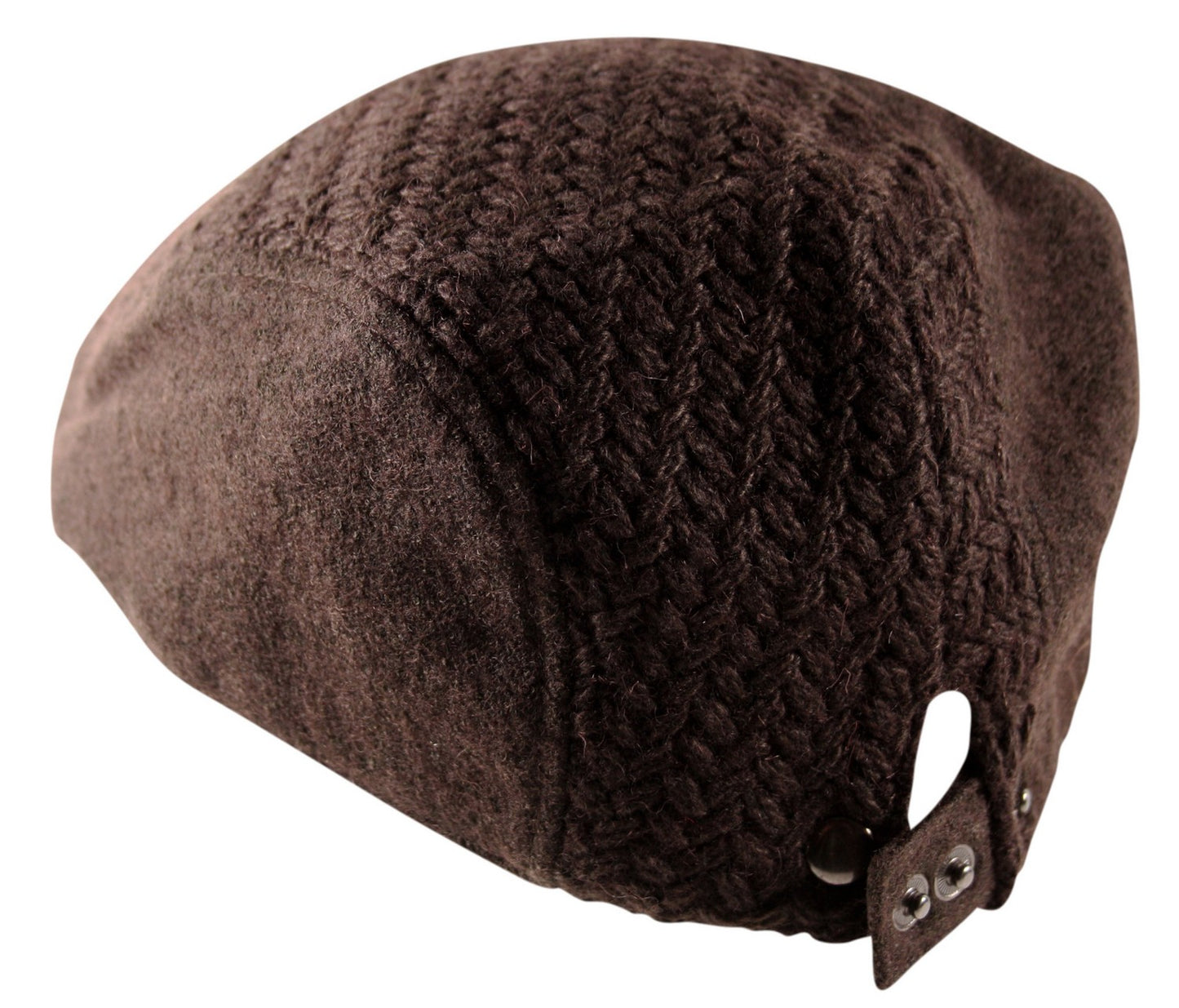 Waffle Knit Wool Flat Cap in Brown