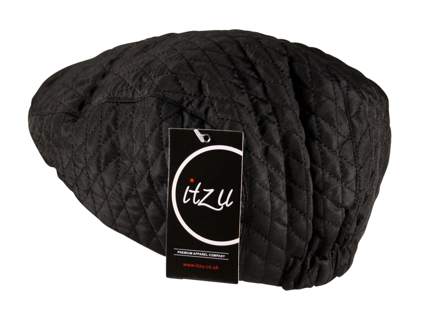 Quilted Flat Cap Cabbie Newsboy in Black