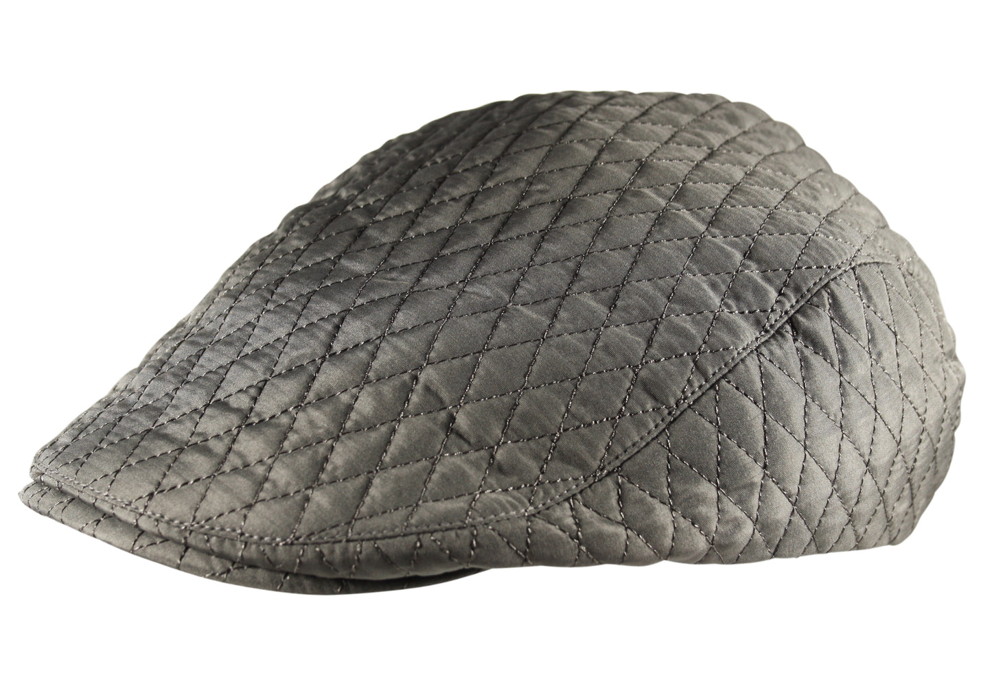 Quilted Flat Cap Cabbie Newsboy in Grey