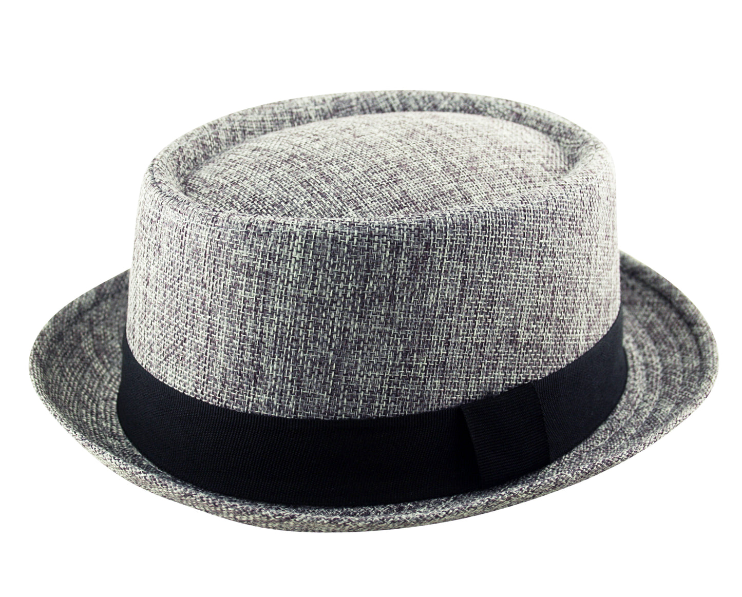 Jute Hessian Pork Pie Hat in Grey