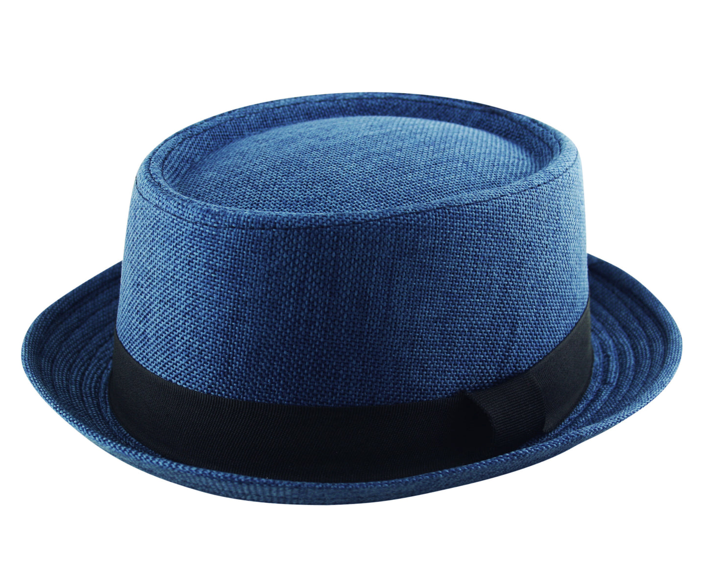 Jute Hessian Pork Pie Hat in Navy Blue