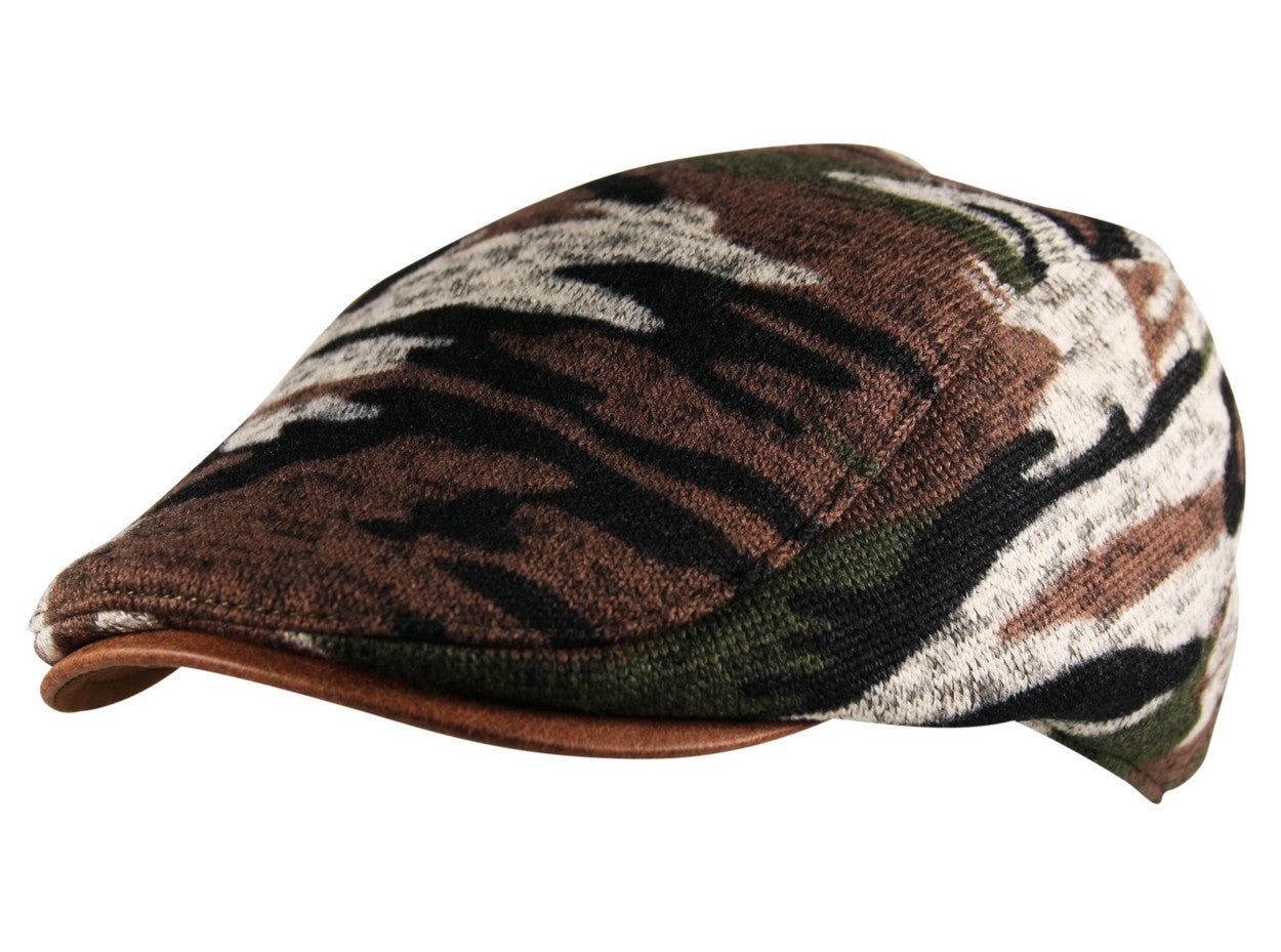 Army Wool Flat Cap in Woodland Camo