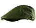 Mens Quilted Faux Leather Flat Cap Hat in Black Brown (One Size) (Olive Green)
