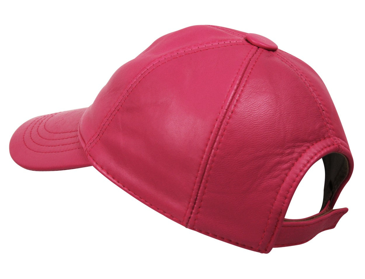 Genuine Leather Precurved Baseball Cap in Pink