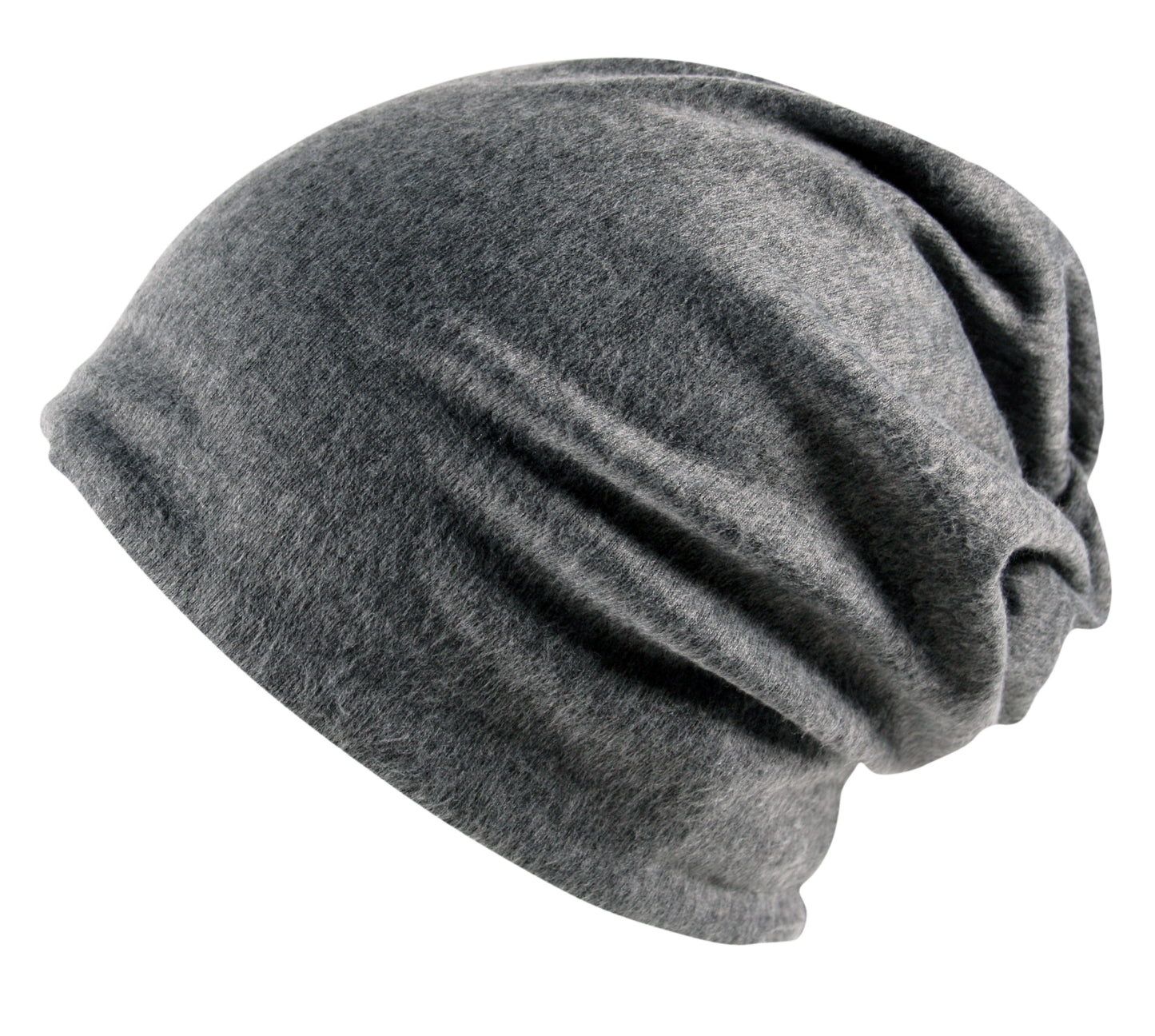 Unisex Plain Slouch Soft Jersey Beanie Hat Medium Grey