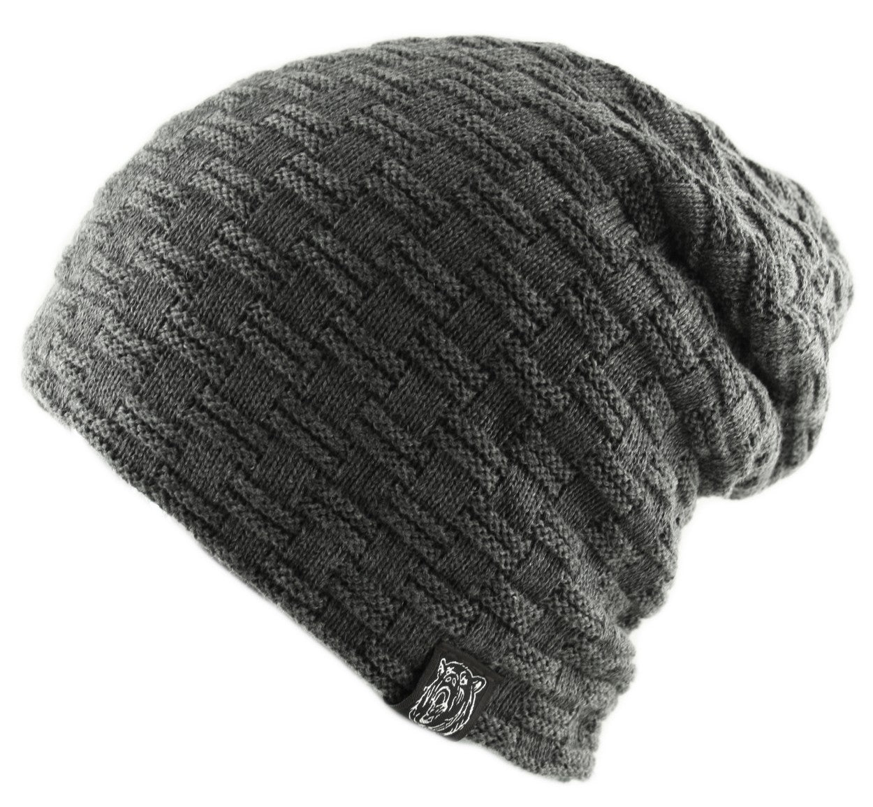 Unisex Slouch Warm Fleece Beanie Hat in Grey