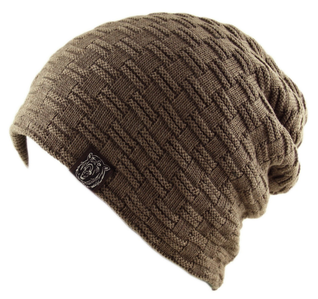 Unisex Slouch Warm Fleece Beanie Hat in Huskey Brown