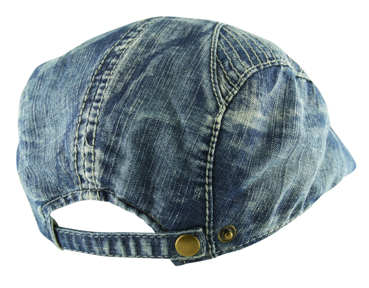 Denim Flat Cap Hat in Washed Blue