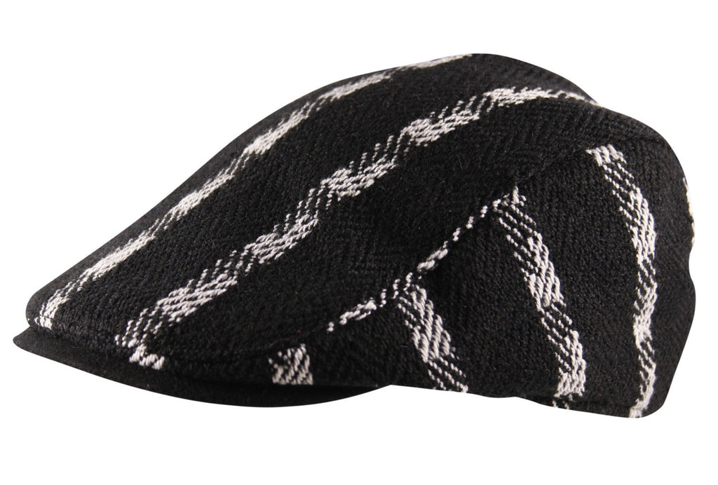 Patch Lines Flat Cap in Black White