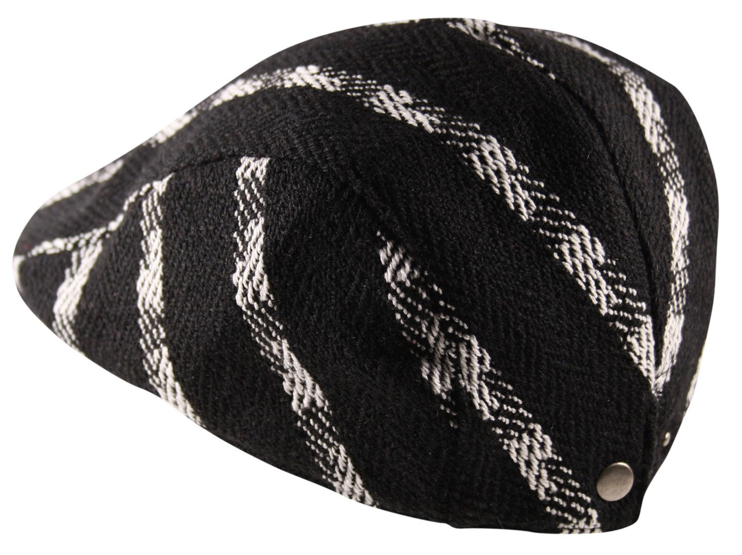 Patch Lines Flat Cap in Black White