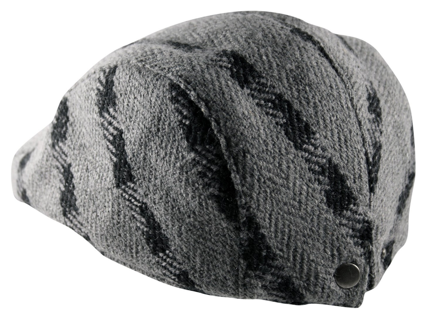 Patch Lines Flat Cap in Grey Black